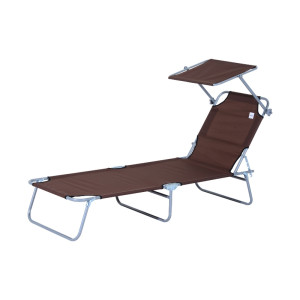 Tildasstore Solsäng med solskydd hopfällbar 187x58x36 cm brun