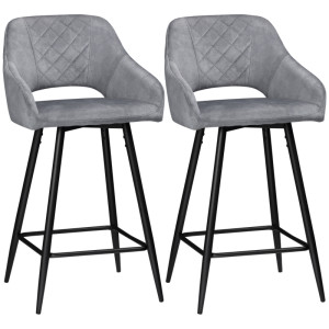 Tildasstore 2 barstolar retro sammet grå 94 cm