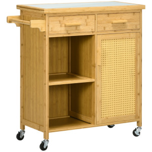 Tildasstore Köksvagn 2 lådor 1 skåp 2 hyllor Bambu