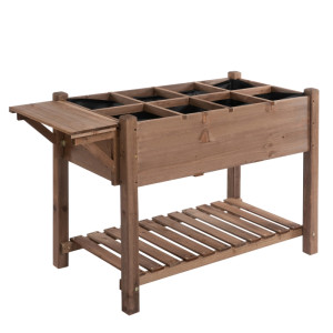 Tildasstore Planteringslåda 8 fack massivt trä brun 123x54x74 cm