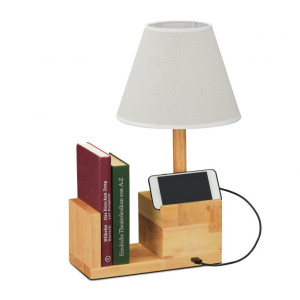 Tildasstore Bordslampa trä med USB