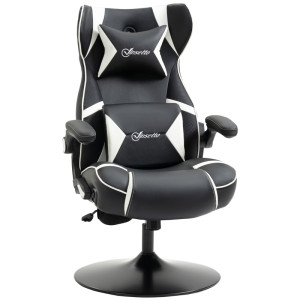 Tildasstore Gamingstol integrerade högtalare fällbart ryggstöd svart/vit