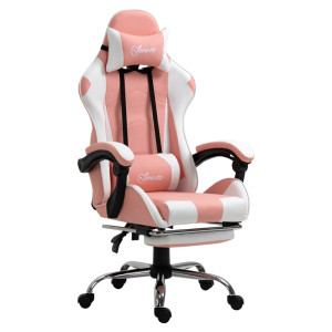 Tildasstore Ergonomisk gamingstol med kuddar rosa+vit