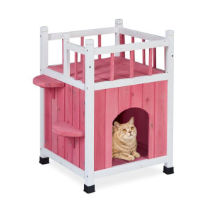 Tildasstore Katthus 2 våningar rosa