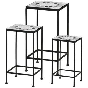 Tildasstore Växtstativ set 3 delar keramiska plattor stapelbar
