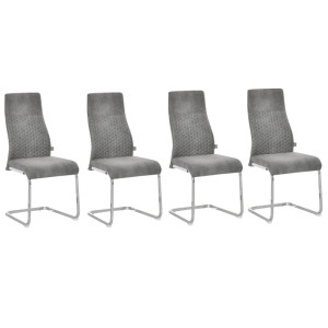 Tildasstore Matstolar 4-pack sammet tyg rostfritt stål grå 45x61x98 cm