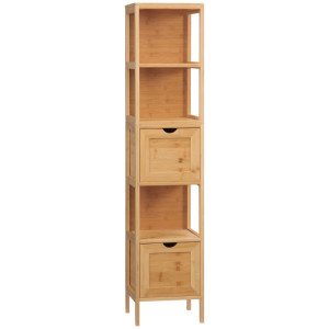 Tildasstore Badrumsskåp 3 hyllor 2 lådor Bambu 30x30x140 cm