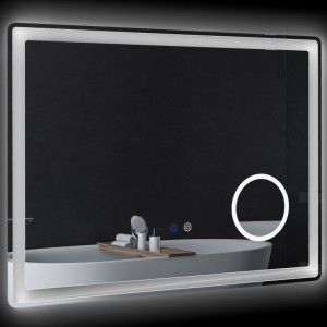 Tildasstore Badrumsspegel med LED Belysning 3xförstoring 80x60 cm