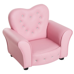 Tildasstore Barnfåtölj rosa konstläder hjärtformad