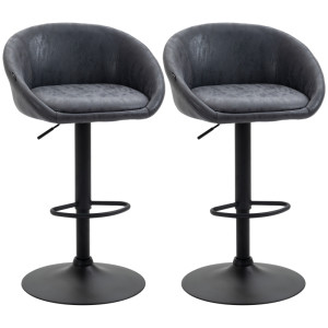 Tildasstore Barstolar 2pack läder höjdjusterbar 57x50x84-104 cm grå