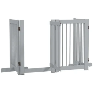 Tildasstore Fristående hundgrind flexibel 204x36x75 cm ljusgrå
