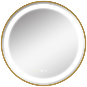 Tildasstore Rund spegel med LED-belysning minnesfunktion