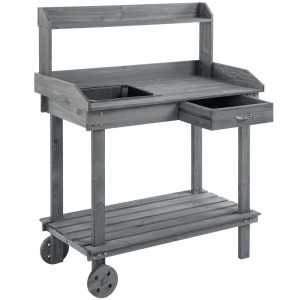 Tildasstore Planteringsbord med handfat och hjul 92x45x119 cm