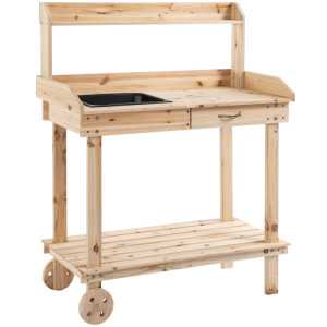 Tildasstore Planteringsbord med handfat och hjul 92x45x119 cm