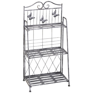Tildasstore Blomhylla 3 nivåer metall silvergrå 44x25x96 cm