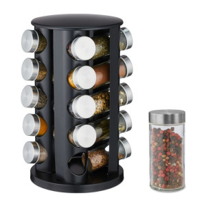Tildasstore Kryddställ 20 kryddburkar 360° svart