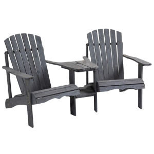 Tildasstore Adirondack 2-sits med bord mörkgrå