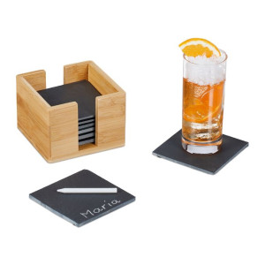 Tildasstore Glasunderlägg skiffer 8-pack Bambulåda