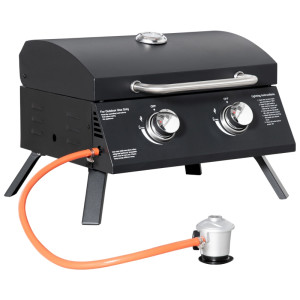 Tildasstore Gasgrill 2 brännare rostfritt stål svart