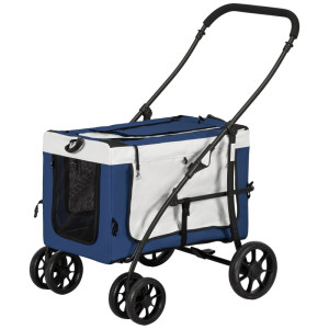 Tildasstore Hundvagn/transportväska 2i1 hopfällbar blå