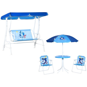 Tildasstore Trädgårdsmöbler gung med bord och stolar