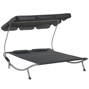 Tildasstore Solsäng med tak & kuddar grå