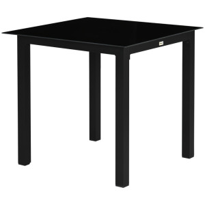 Tildasstore Trädgårdsbord härdad glas 80x80x74 cm svart