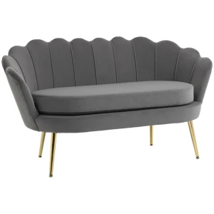 Tildasstore 2-sits tygsoffa elegant sammet 133x63x75 cm grå
