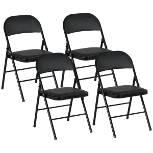 Tildasstore Hopfällbar stol 4-pack konstläder metallram