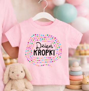 Różowa Koszulka dla DZIEWCZYNKI NA DZIEŃ KROPKI