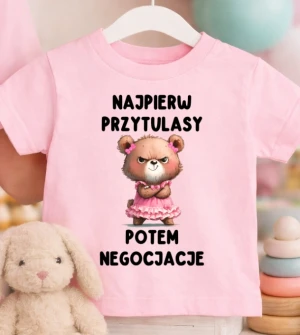 Różowa Koszulka dla DZIEWCZYNKI z fajnym nadrukiem