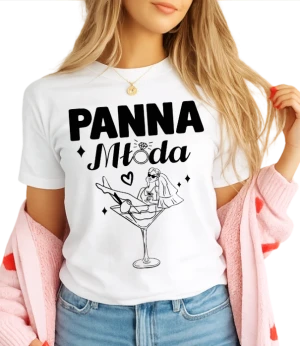 KOSZULKA NA WIECZÓR PANIEŃSKI ''PANNA MŁODA''W KIELISZKU
