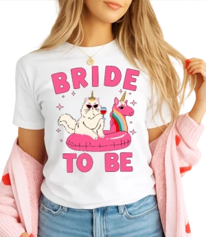 KOSZULKA NA WIECZÓR PANIEŃSKI ''BRIDE TO BE'' Z KOTEM