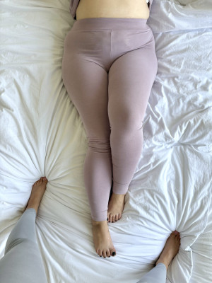 Pilates zestaw pudrowy leginsy - xl