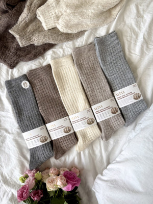 Podkolanówki Merino z wełny merynosa 🐏 - 35-38 - fango