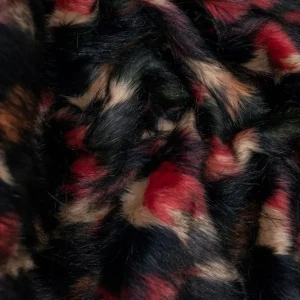 Futro wzór - łaty czerwono,czarne