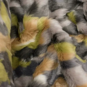 Futro wzór - łaty szaro,zielone