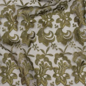 koronka gipiura na tiulu - khaki