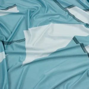 Dzianina Jersey ity wzór turkusowy i biały