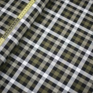 Tkanina krata w odcieniach zieleni i brązu