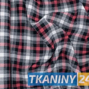 Tkanina krata w odcieniach szarości i czerwieni