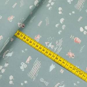 Bawełna organiczna wzór zwierzęta kolor szary