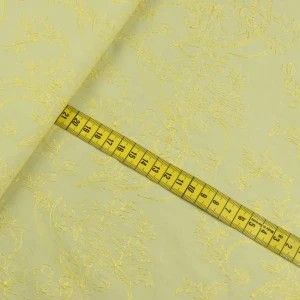 Tkanina popelina wzór haft liście kolor żółty