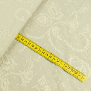 Tkanina popelina wzór haft kwiaty kolor płowy