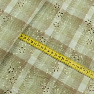 Tkanina popelina wzór haft krara kwiaty kolor orzechowy