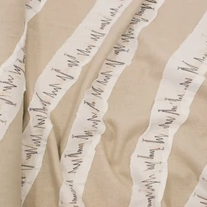 Tkanina len - haftowany,beżowy