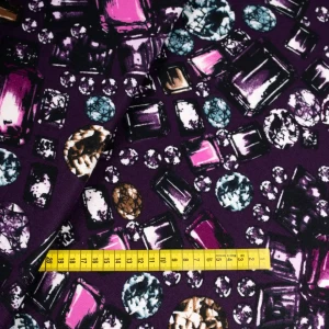 Dzianina wzór diamenty kolor fioletowy