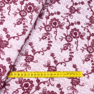 koronka nieelastyczna wzór kwiaty kolor winny