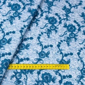 koronka nieelastyczna wzór kwiaty kolor morski