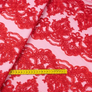 koronka nieelastyczna wzór kwiaty kolor kolor czerwony